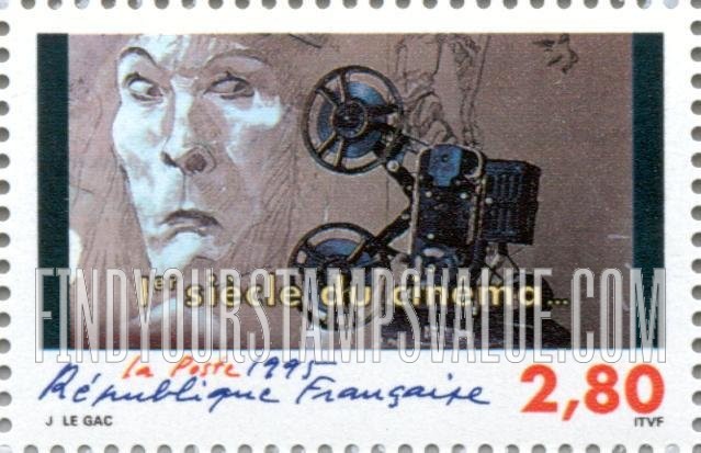 FindYourStampsValue: Motion Pictures, Centennial: Projector at right