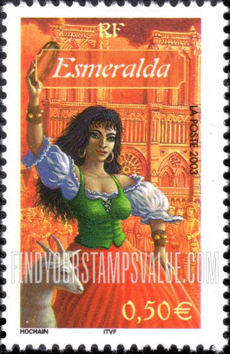 FindYourStampsValue: Characters From French Literature: Esmerelda, from Notre-Dame de Paris, by Victor Hugo