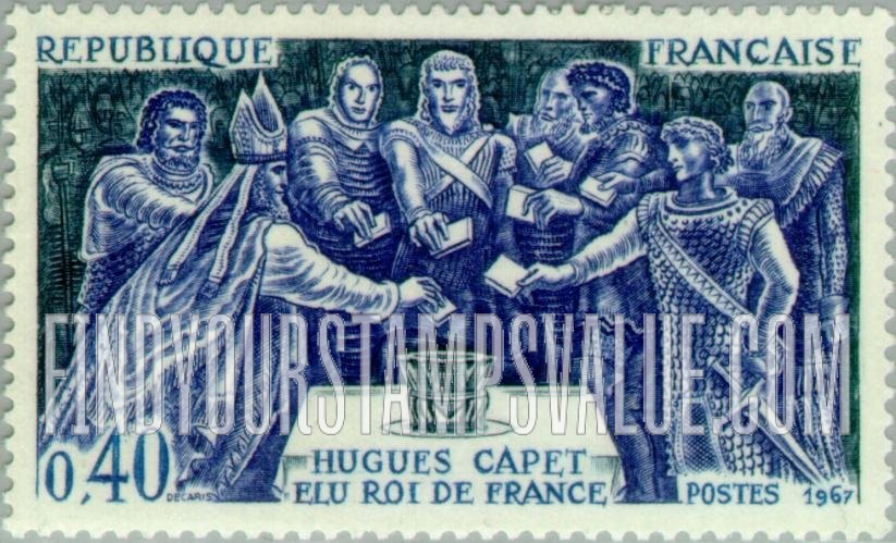 FindYourStampsValue: Election of Hugh Capet as King, horizontal