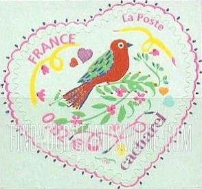 FindYourStampsValue: Hearts Types of 2004-05: Bird and flowers