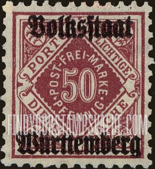 FindYourStampsValue: WURTTEMBERG OFFICIAL - Numeral Value: Official Stamps of 1906-19 Overprinted