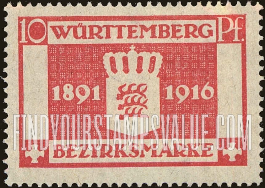 FindYourStampsValue: WURTTEMBERG OFFICIAL - 25 Year Jubilee