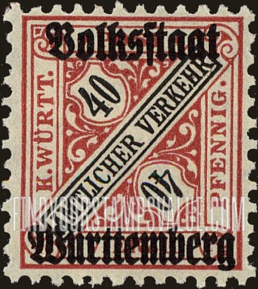 FindYourStampsValue: WURTTEMBERG OFFICIAL - Numeral Value: Official Stamps of 1890-1919 Overprinted