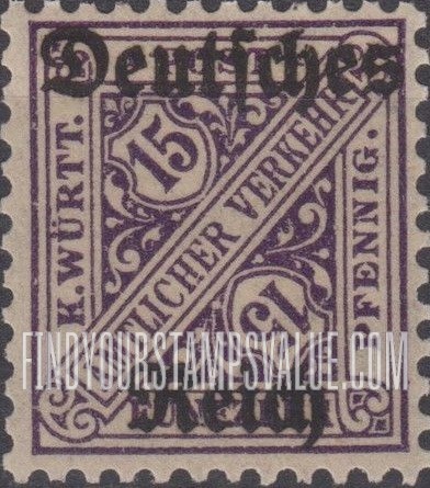 FindYourStampsValue: WURTTEMBERG OFFICIAL - Numeral Value: Official Stamps of 1906-19 Overprinted