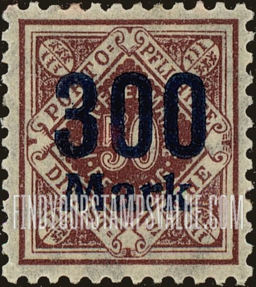FindYourStampsValue: WURTTEMBERG OFFICIAL - Numeral Value: Surcharged in Blue