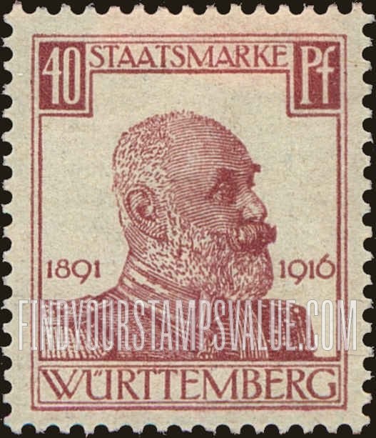 FindYourStampsValue: WURTTEMBERG OFFICIAL - King Wilhelm II