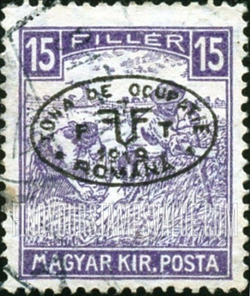 FindYourStampsValue: ISSUED UNDER ROMANIAN OCCUPATION - Harvesting (White Numerals): Overprinted in Black