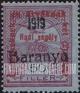 FindYourStampsValue: SEMI-POSTAL STAMPS - “Turul” and Crown of Saint Stephen: Hungarian Stamps of 1913-18 Overprinted Regular Issue First Type On Stamp of 1915