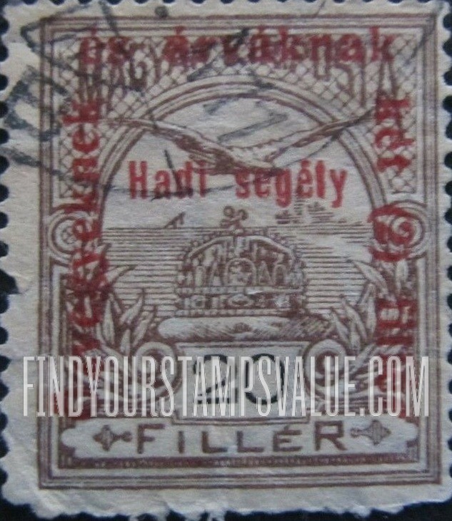 FindYourStampsValue: SEMI-POSTAL STAMPS - “Turul” and Crown of Saint Stephen: Regular Issue of 1913 Surcharged in Red