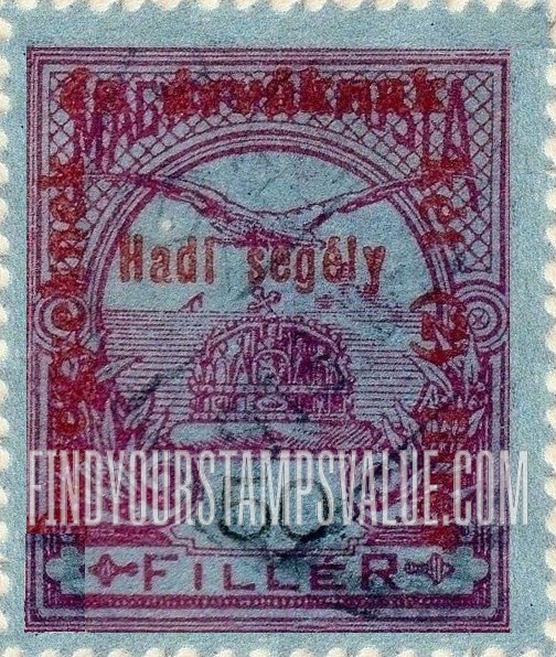 FindYourStampsValue: SEMI-POSTAL STAMPS - “Turul” and Crown of Saint Stephen: Regular Issue of 1913 Surcharged in Red