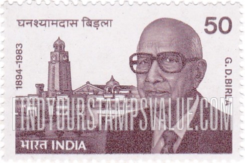 FindYourStampsValue: Republic of India: Ghanshyam Das Birla - भारत गणराज्य: घनश्यामदास बिड़ला
