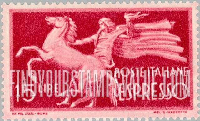 FindYourStampsValue: SPECIAL DELIVERY - Rearing Horse and Torch-Bearer