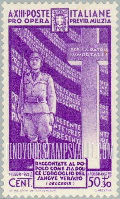 FindYourStampsValue: SEMI-POSTAL - Symbolical of Militia Guarding Immortality of Italy