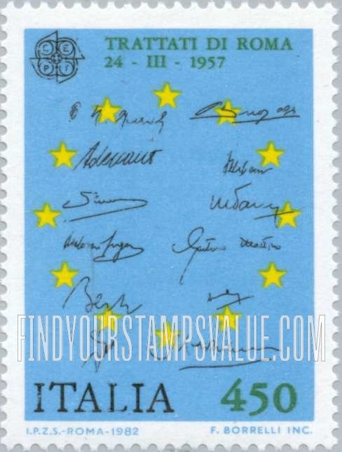 FindYourStampsValue: Europa: Treaty of Rome signatures, 1957