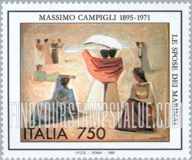 FindYourStampsValue: The Sailors’ Wives, by Massimo Campigli (1895-1971)