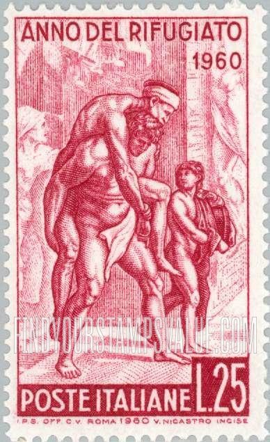 FindYourStampsValue: Aeneas Fleeing with Father and Son, by Raphael