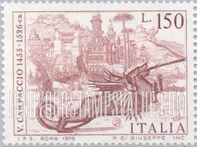 FindYourStampsValue: Dragon, after painting in Church of St. George Schiavoni, Venice