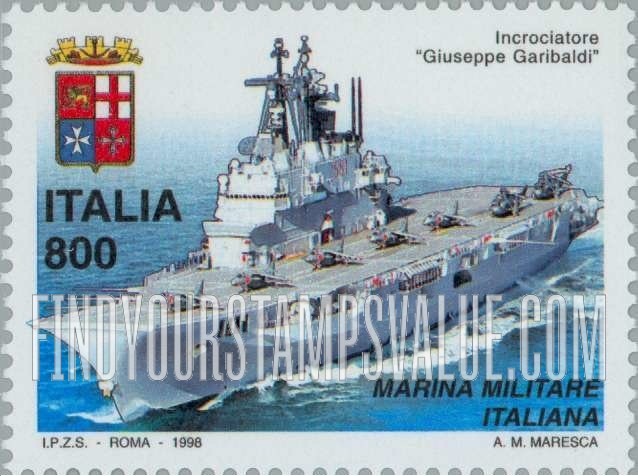 FindYourStampsValue: Armed Forces Day: Aircraft carrier “Giuseppe Garibaldi,” Navy