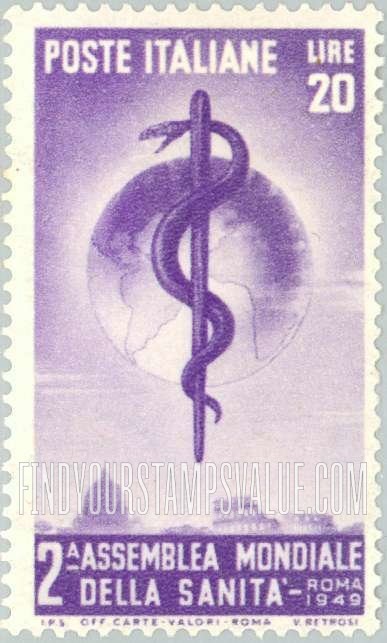 FindYourStampsValue: Staff of Aesculapius, Globe