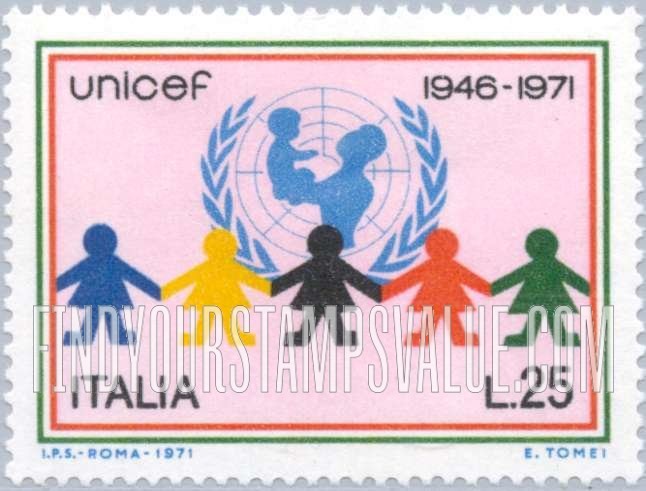 FindYourStampsValue: UNICEF Emblem and Children