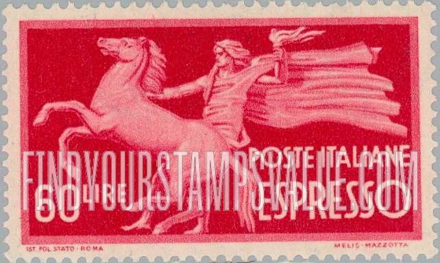 FindYourStampsValue: SPECIAL DELIVERY - Rearing Horse and Torch-Bearer