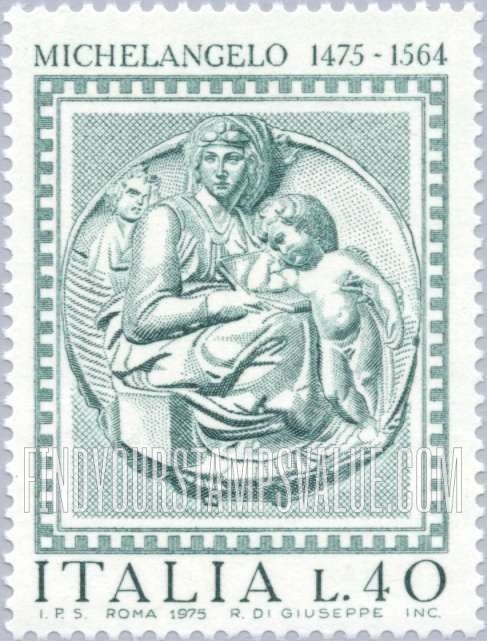 FindYourStampsValue: Works of Michelangelo: Pitti Madonna, by Michelangelo