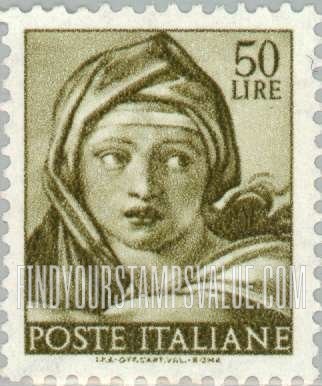 FindYourStampsValue: Designs from Sistine Chapel by Michelangelo:Delphic Sybil