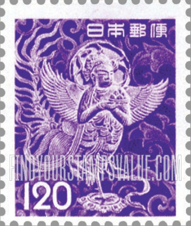 FindYourStampsValue: Mythical Winged Woman, Chusonji - 翼のある神秘的な女性、中尊寺