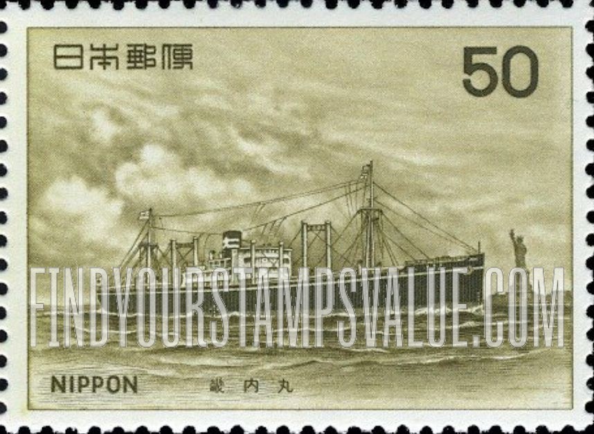 FindYourStampsValue: Kinai-maru, transpacific freighter and Statue of Liberty - 畿内丸