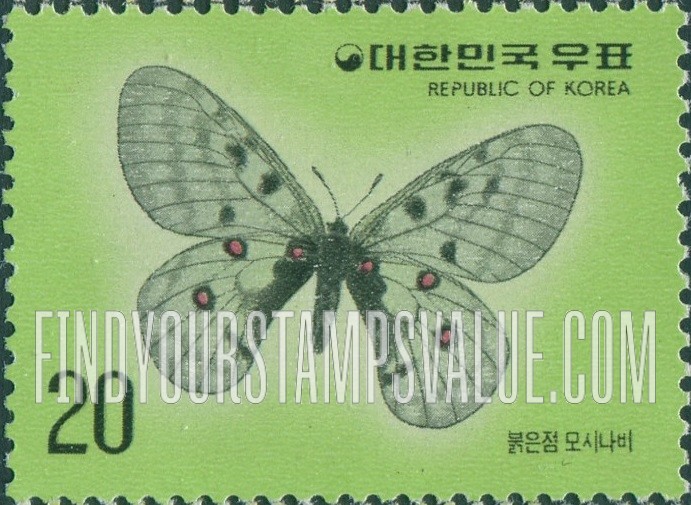 FindYourStampsValue: Parnassius Bremeri - 붉은점모시나비