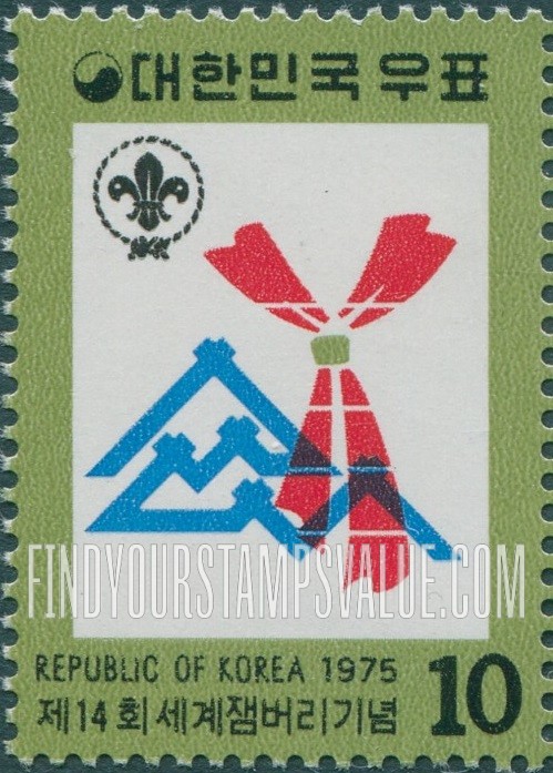 FindYourStampsValue: Scout Emblem, Tents and Neckerchief - 스카우트 마크, 텐트와 네커치프