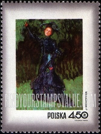 FindYourStampsValue: Paintings of Women: Strange Garden (woman), by Jozef Mehoffer (1869-1946)