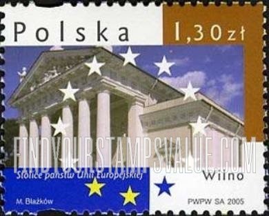 FindYourStampsValue: Landmarks in European Union Capitals: Vilnius Cathedral, Vilnius, Lithuania
