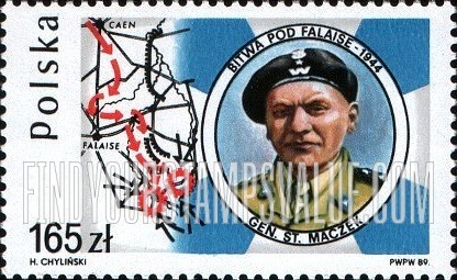 FindYourStampsValue: Battle of Monte Cassino, 45th Anniversary: Battle of Falaise, General Stanislaw Maczek, horizontal