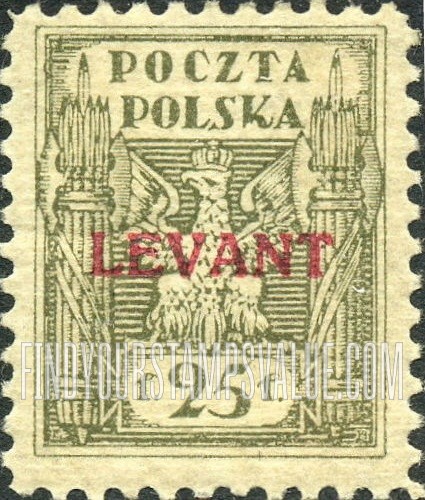 FindYourStampsValue: OFFICES IN THE TURKISH EMPIRE - Eagle and Fasces, Symbolical of United Poland: Stamps of Poland 1919, Overprinted in Carmine