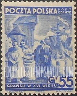 FindYourStampsValue: POLISH OFFICES ABROAD - Polish Merchants Selling Wheat in Danzig, 16th Century