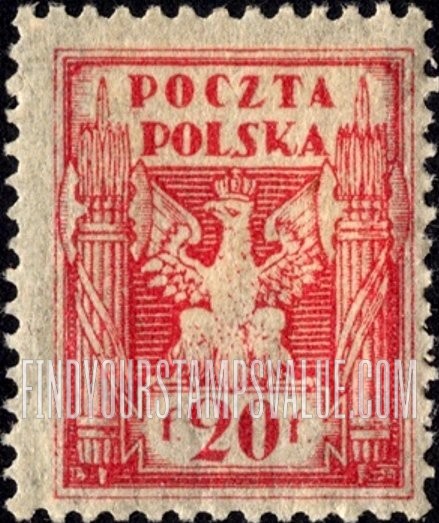 FindYourStampsValue: Eagle and Fasces, Symbolical of United Poland: Type of 1919