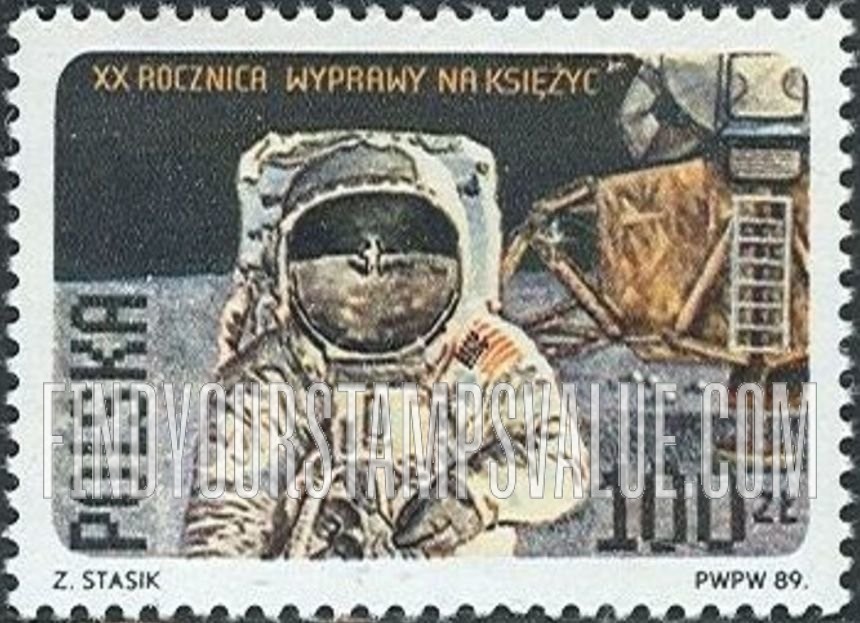 FindYourStampsValue: First Moon Landing, 20th anniversary