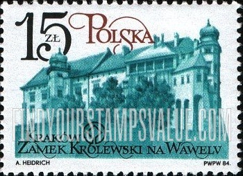FindYourStampsValue: Cracow Restoration Type of 1982: Royal Castle, Wawel, horizontal