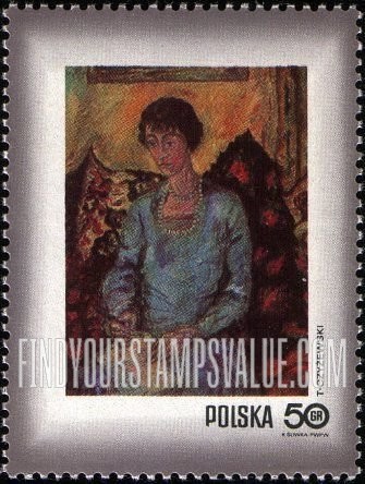 FindYourStampsValue: Paintings of Women: Woman with Book, by Tytus Czyzewski (1885-1945)