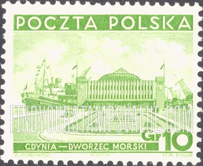 FindYourStampsValue: Maritime Terminal, Gdynia: Scenic Type of 1935-36