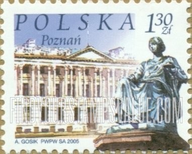 FindYourStampsValue: City Landmarks Type of 2002: Monument of Hygea, Raczynski Library, Poznan