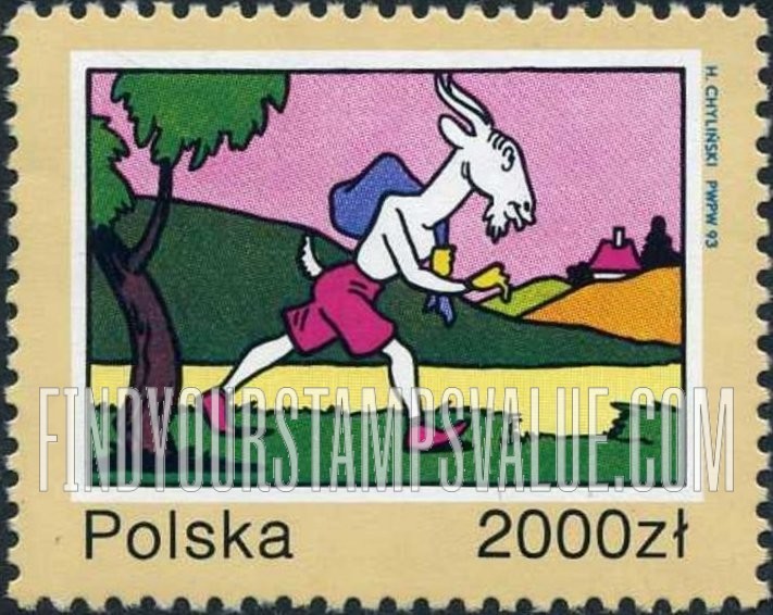 FindYourStampsValue: Kornel Makuszymski, 40th Death Anniversary: Goat walking