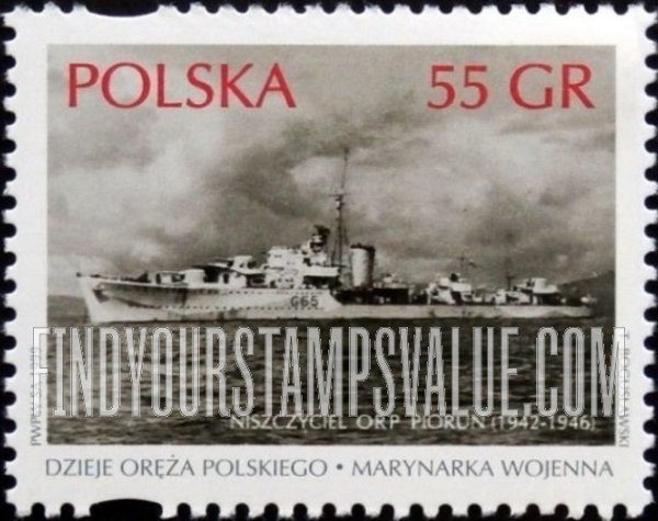 FindYourStampsValue: Polish Navy, 80th Anniversary (in 1998): Destroyer ORP Piorun, 1942-46
