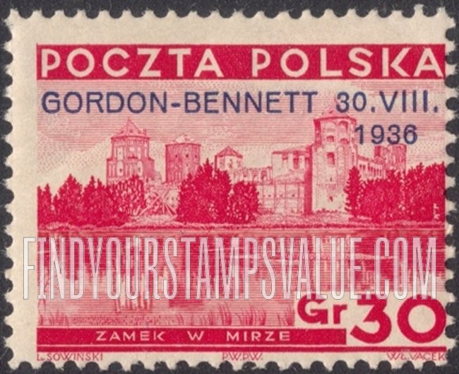 FindYourStampsValue: Castle in Mira: Overprinted in Blue