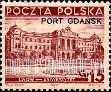 FindYourStampsValue: POLISH OFFICES ABROAD - University, Lwow: Same Overprint in Black on Poland