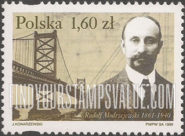 FindYourStampsValue: Famous Polish Men: Rudolf Modrzejewski (Ralph Modjeski) (1861-1940), bridge builder