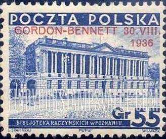 FindYourStampsValue: Raczynski Library, Poznan: Overprinted in Red