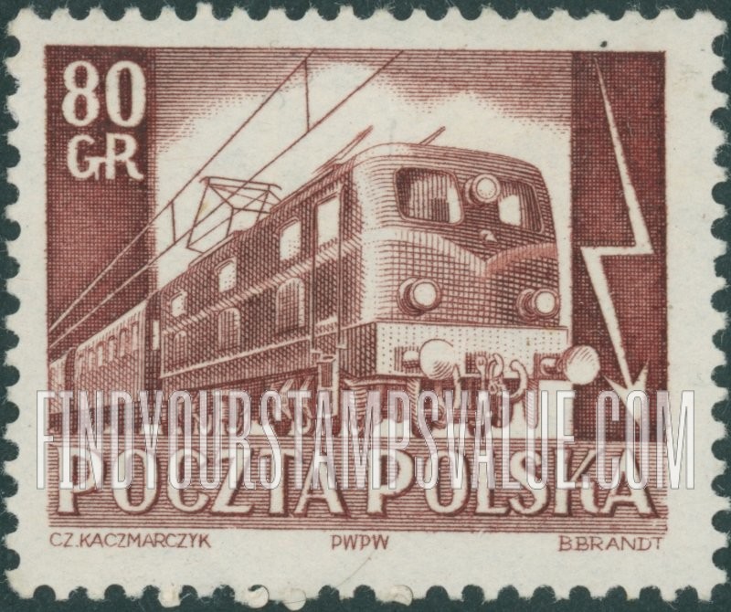 FindYourStampsValue: Electric locomotive and cars