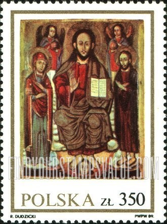 FindYourStampsValue: Religious Art: Holy Family with angels, vertical